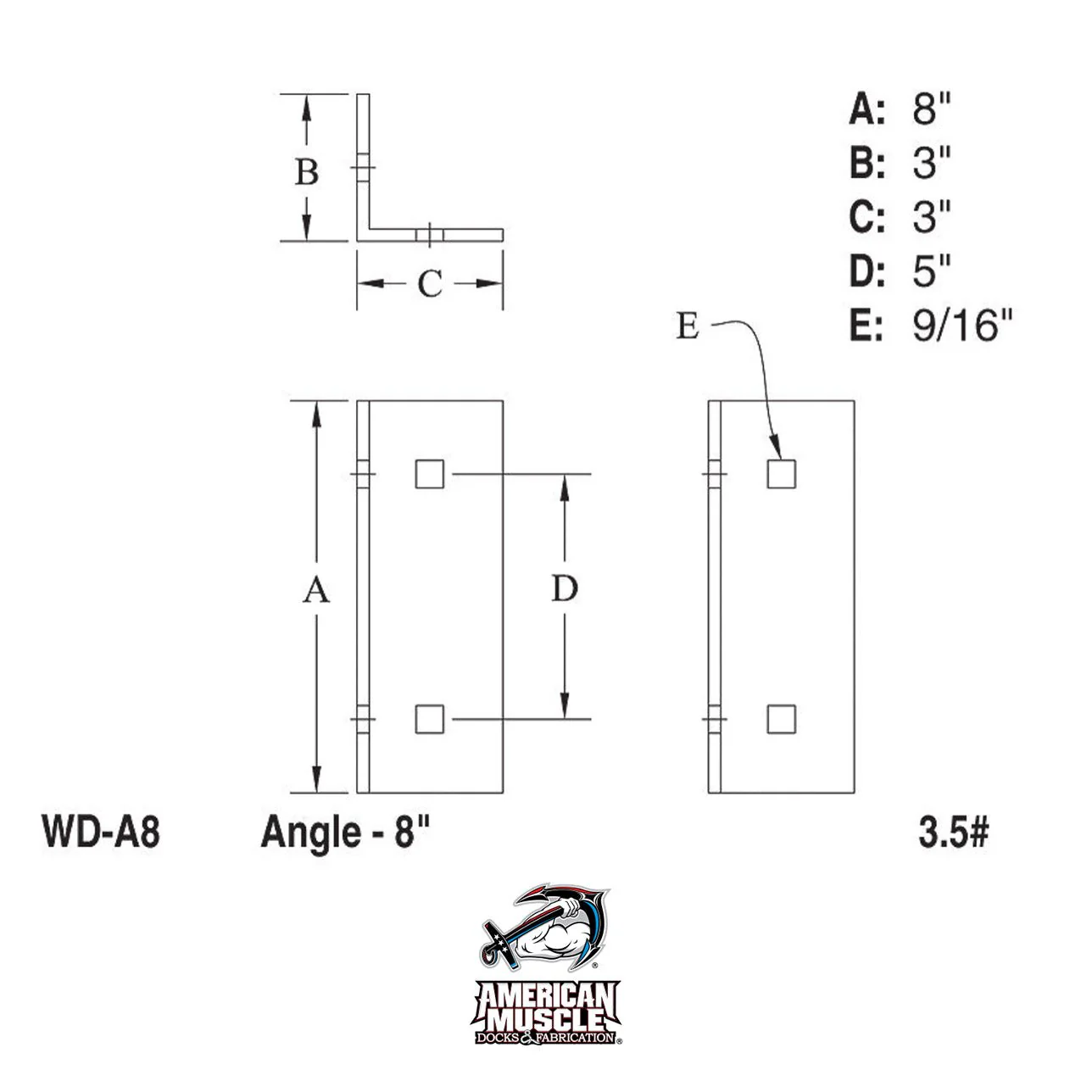 Wood Dock Angle - 8 inch - Image 2