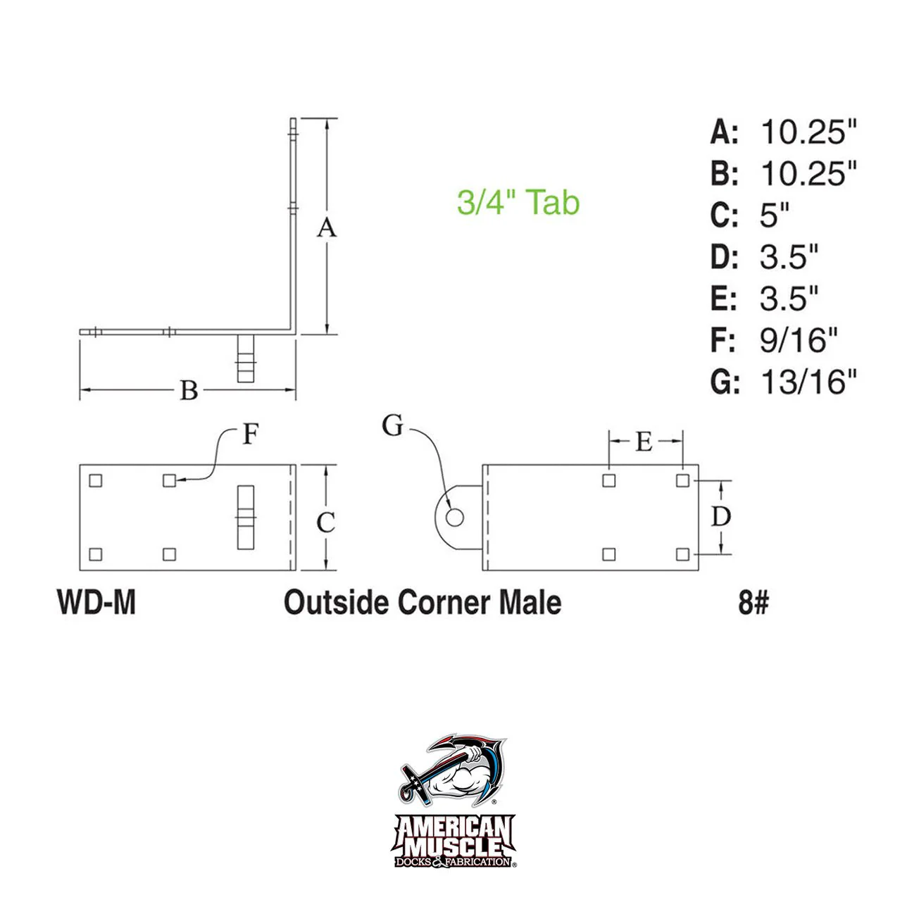 Wood Dock Outside Corner Male - Image 3