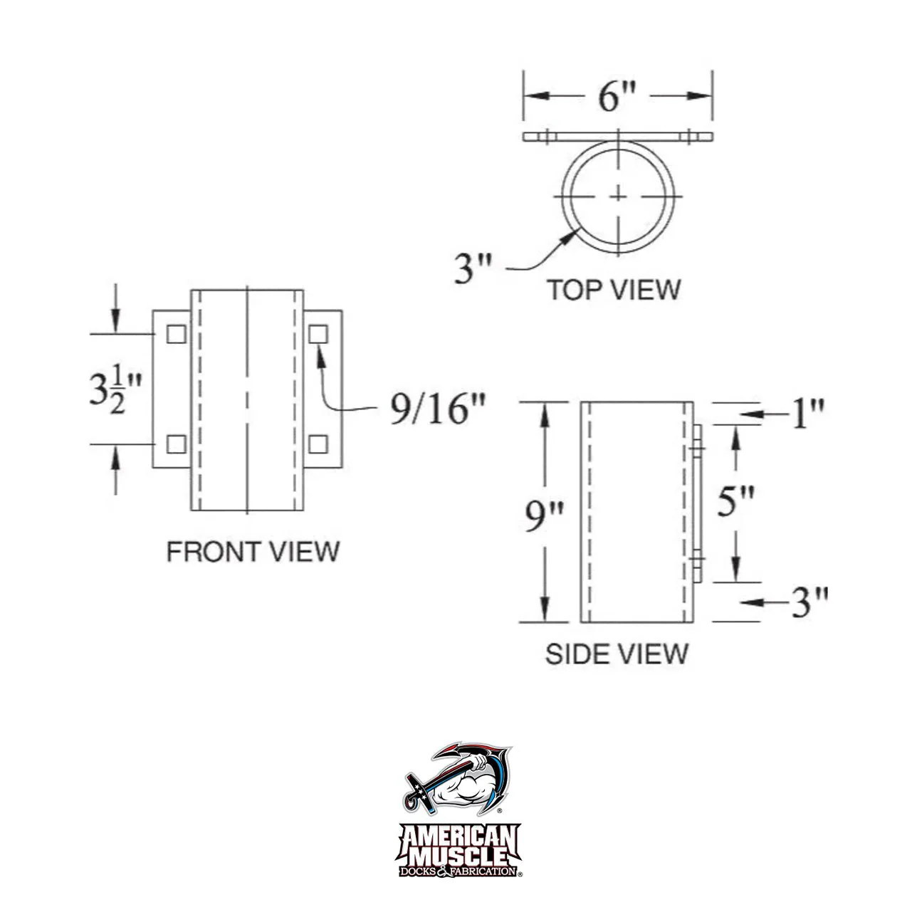 Wood Dock Pipe Holder - 3 inch - Image 3