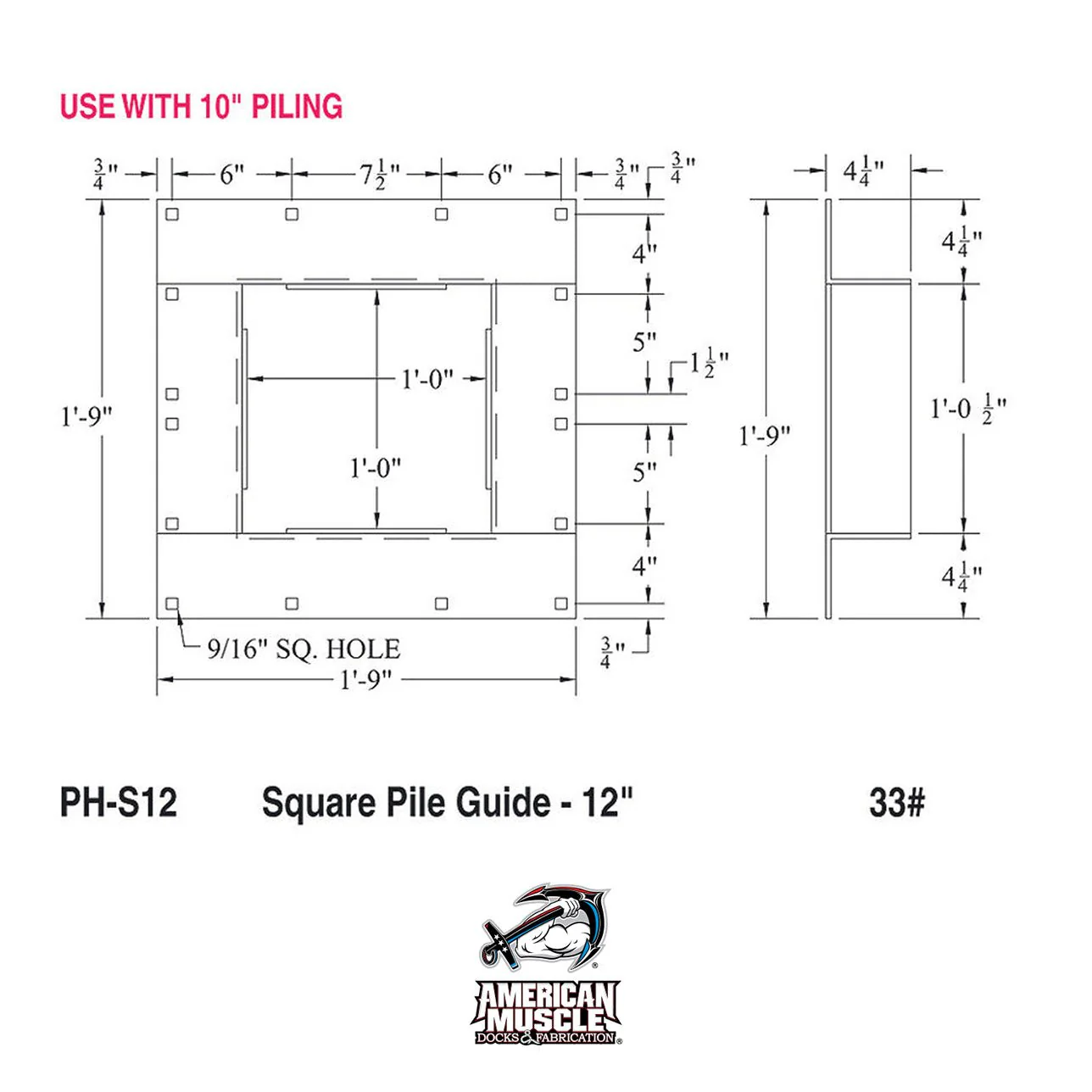 HD Square Internal Pile Guides (No Roller) - Image 4