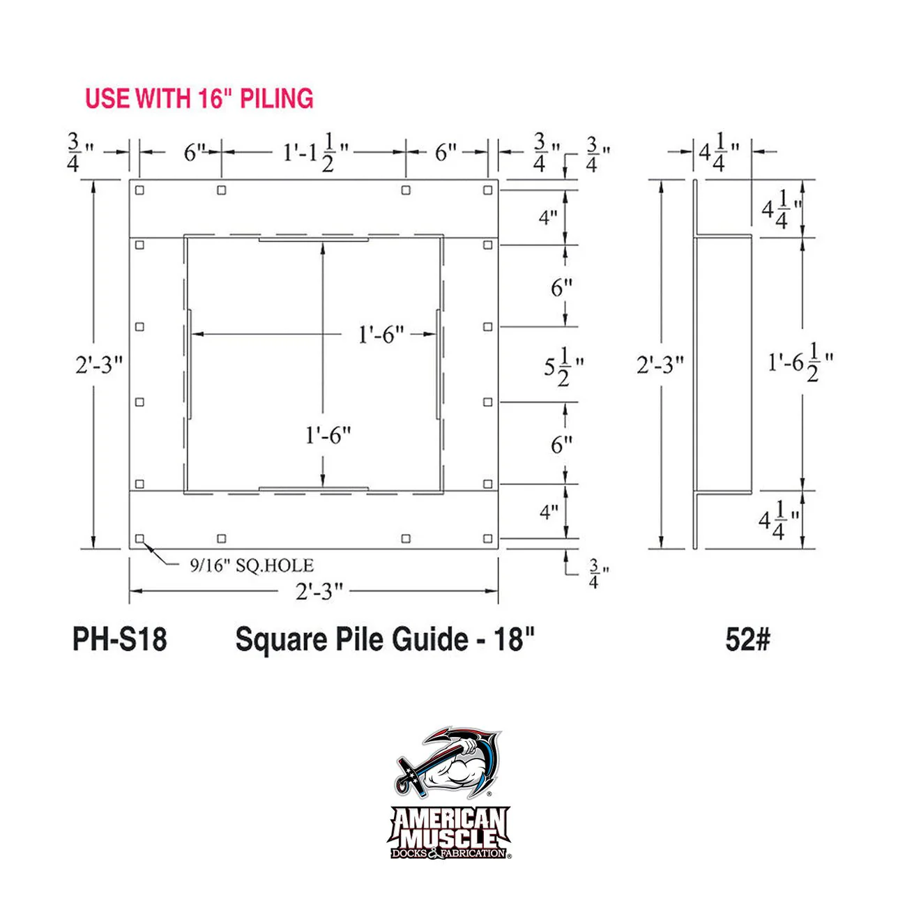 HD Square Internal Pile Guides (No Roller) - Image 7
