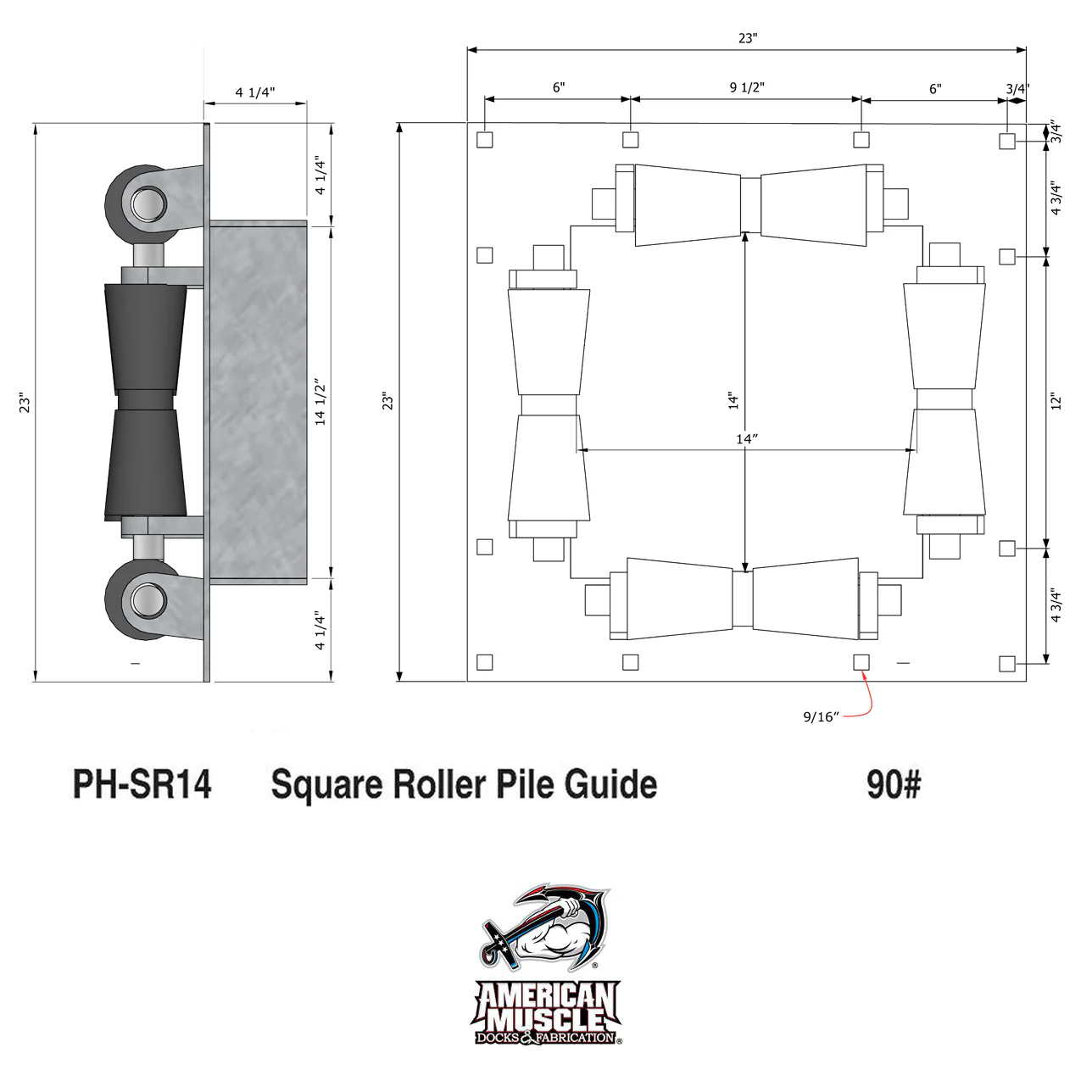 HD Square Internal Pile Guides (Rubber) - Image 3